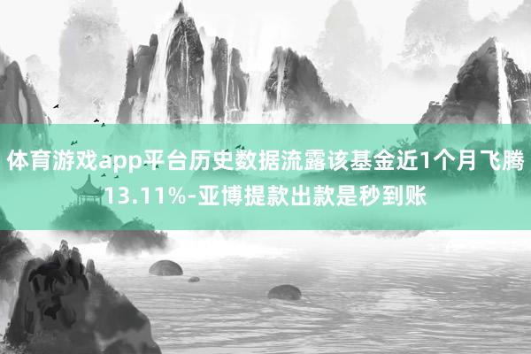 体育游戏app平台历史数据流露该基金近1个月飞腾13.11%-亚博提款出款是秒到账