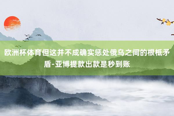 欧洲杯体育但这并不成确实惩处俄乌之间的根柢矛盾-亚博提款出款是秒到账