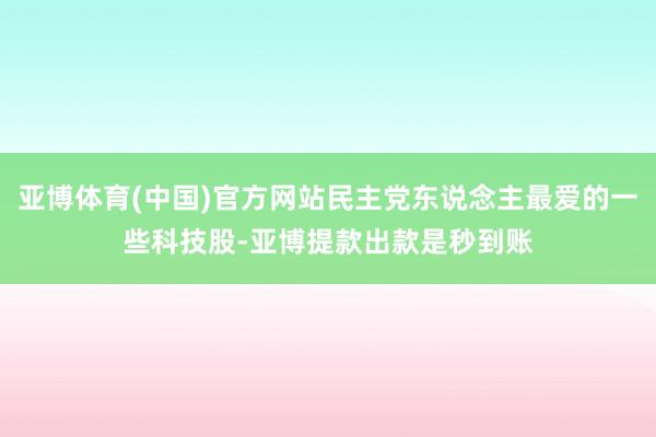 亚博体育(中国)官方网站民主党东说念主最爱的一些科技股-亚博提款出款是秒到账