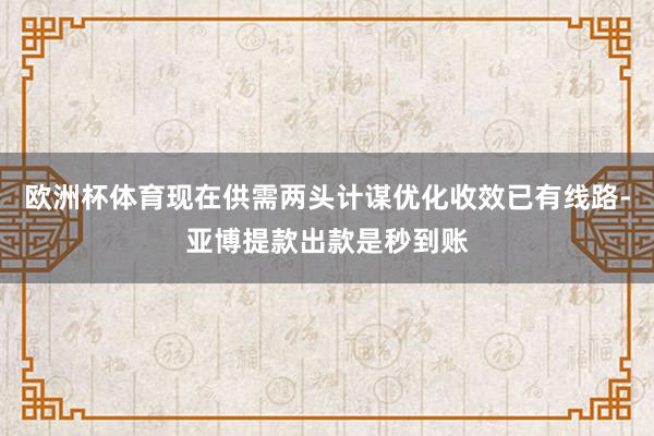 欧洲杯体育现在供需两头计谋优化收效已有线路-亚博提款出款是秒到账