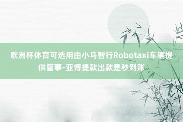 欧洲杯体育可选用由小马智行Robotaxi车辆提供管事-亚博提款出款是秒到账
