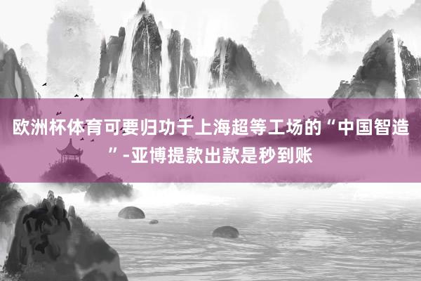 欧洲杯体育可要归功于上海超等工场的“中国智造”-亚博提款出款是秒到账